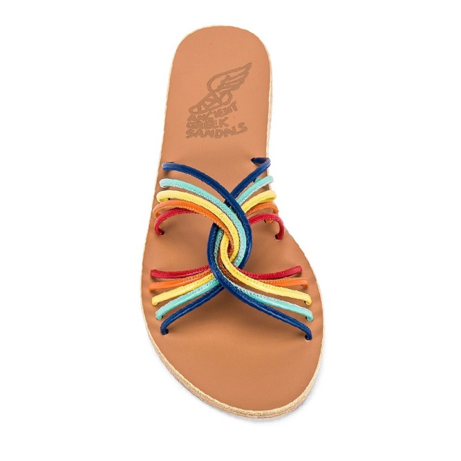 Ancient Greek Sandals Xanthi Strappy Rainbow Slides Sandals